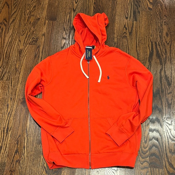 Polo by Ralph Lauren Men's Bright Orange Zip-Up Sweater